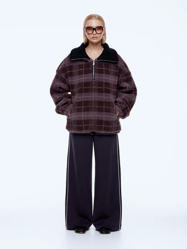 ENA PELLY - Winnie QTR Zip - Burgundy Check