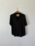 BLANCA - LINEN / RAYON PINSTRIPE SHIRT - BLACK - S/M-Shirts-UPTOWN VINTAGE-UPTOWN LOCAL