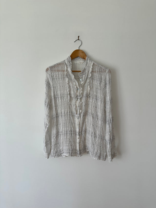 CATHERINE MURPHY - DETAILED SHIRT - WHITE / BLACK - 12-Shirts-UPTOWN VINTAGE-UPTOWN LOCAL