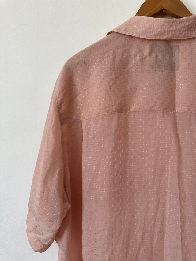 BLANCA - SEMI SHEER S/S SHIRT - ONE SIZE - SOFT PINK-Shirts-UPTOWN VINTAGE-UPTOWN LOCAL