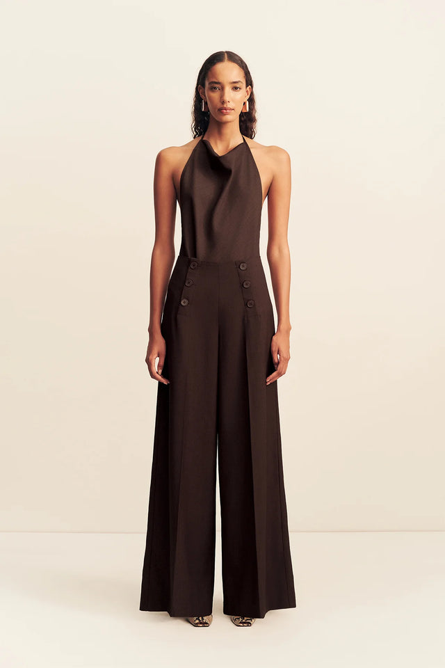 SHONA JOY - Asher Button Wide Leg Pant - Ristretto