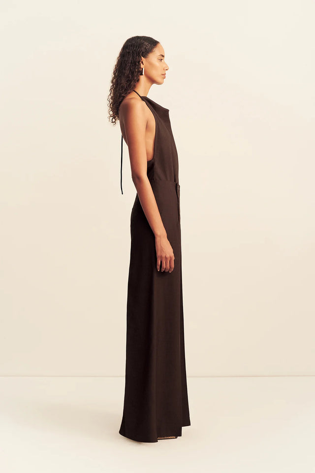 SHONA JOY - Asher Button Wide Leg Pant - Ristretto