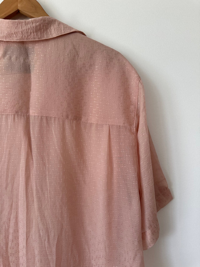 BLANCA - SEMI SHEER S/S SHIRT - ONE SIZE - SOFT PINK-Shirts-UPTOWN VINTAGE-UPTOWN LOCAL