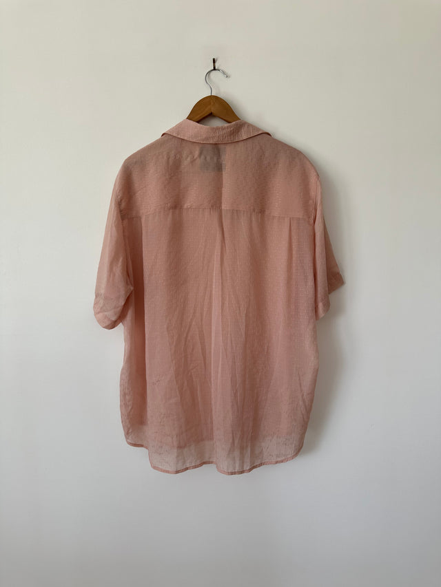 BLANCA - SEMI SHEER S/S SHIRT - ONE SIZE - SOFT PINK-Shirts-UPTOWN VINTAGE-UPTOWN LOCAL