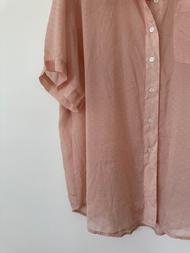 BLANCA - SEMI SHEER S/S SHIRT - ONE SIZE - SOFT PINK-Shirts-UPTOWN VINTAGE-UPTOWN LOCAL