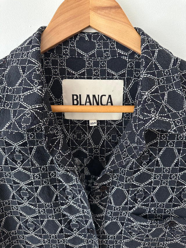 BLANCA - DETAIL PATTERN SHIRT - DK NAVY - XS/S-Shirts-UPTOWN VINTAGE-UPTOWN LOCAL