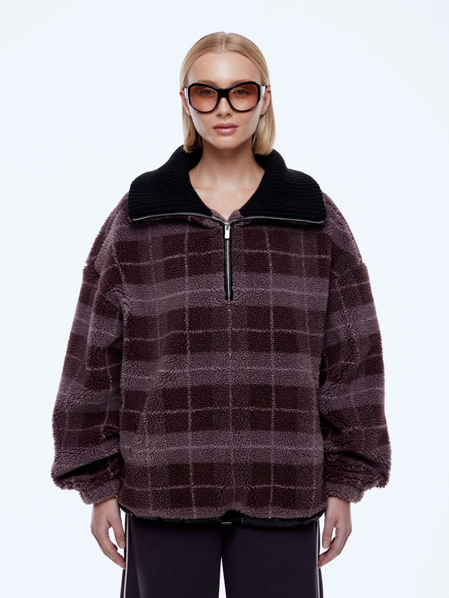 ENA PELLY - Winnie QTR Zip - Burgundy Check