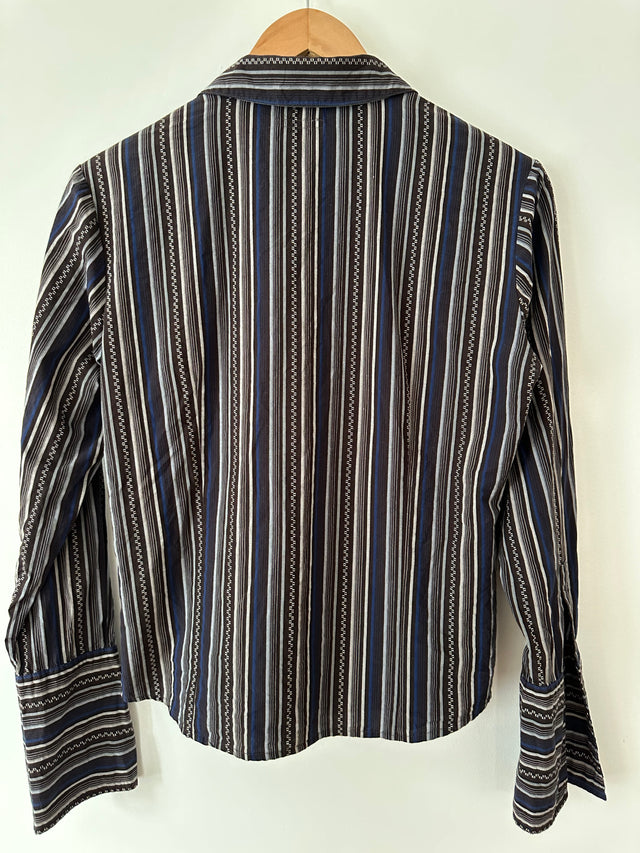 BEN SHERMAN - STRIPE SHIRT - CHOC - L-Shirts-UPTOWN VINTAGE-UPTOWN LOCAL