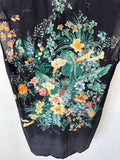 SANDRO - SILK PRINT W-LACE DETAIL S/L SHIRT - BLACK / MULTI - 2 / M-Shirts-UPTOWN VINTAGE-UPTOWN LOCAL