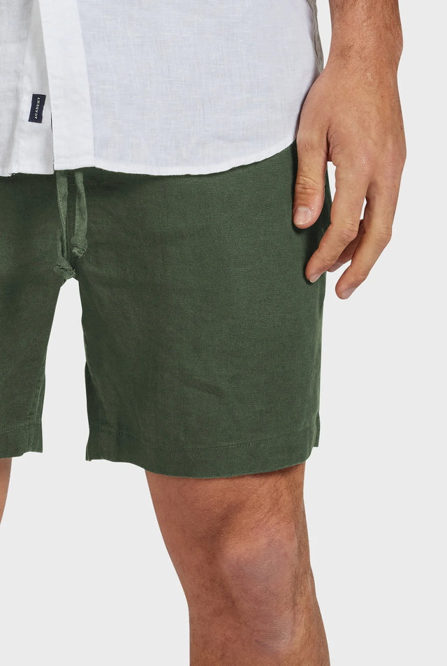 Riviera Linen Short - Oil Green-Shorts-Academy Brand-30-UPTOWN LOCAL