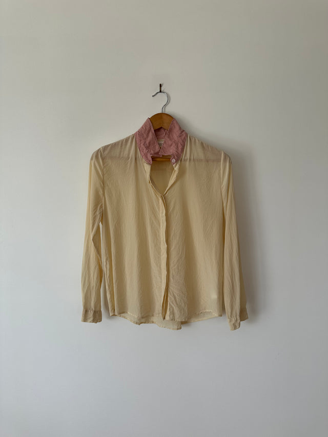 VANISHING ELEPHANT - SILK SHIRT - BUTTER CREAM / SOFT PINK - 12-Shirts-UPTOWN VINTAGE-UPTOWN LOCAL