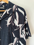 DOUBLE RAINBOUU - LEAF PRINT S/S SHIRT - MIDNIGHT - M-Shirts-UPTOWN VINTAGE-UPTOWN LOCAL