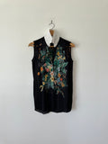 SANDRO - SILK PRINT W-LACE DETAIL S/L SHIRT - BLACK / MULTI - 2 / M-Shirts-UPTOWN VINTAGE-UPTOWN LOCAL