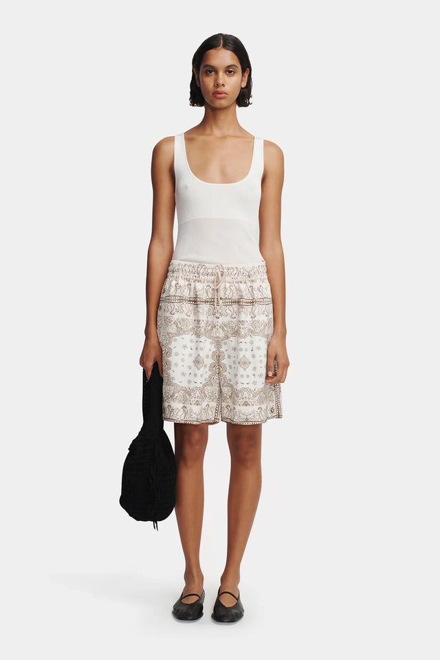 HANSEN & GRETEL - Laurel Relaxed Short - Beige Bandana-Shorts-Hansen and Gretel-XS-UPTOWN LOCAL