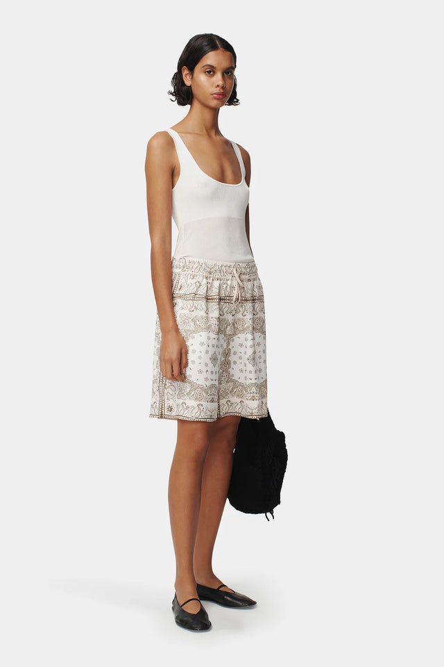 HANSEN & GRETEL - Laurel Relaxed Short - Beige Bandana-Shorts-Hansen and Gretel-XS-UPTOWN LOCAL