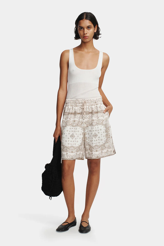 HANSEN & GRETEL - Laurel Relaxed Short - Beige Bandana-Shorts-Hansen and Gretel-XS-UPTOWN LOCAL