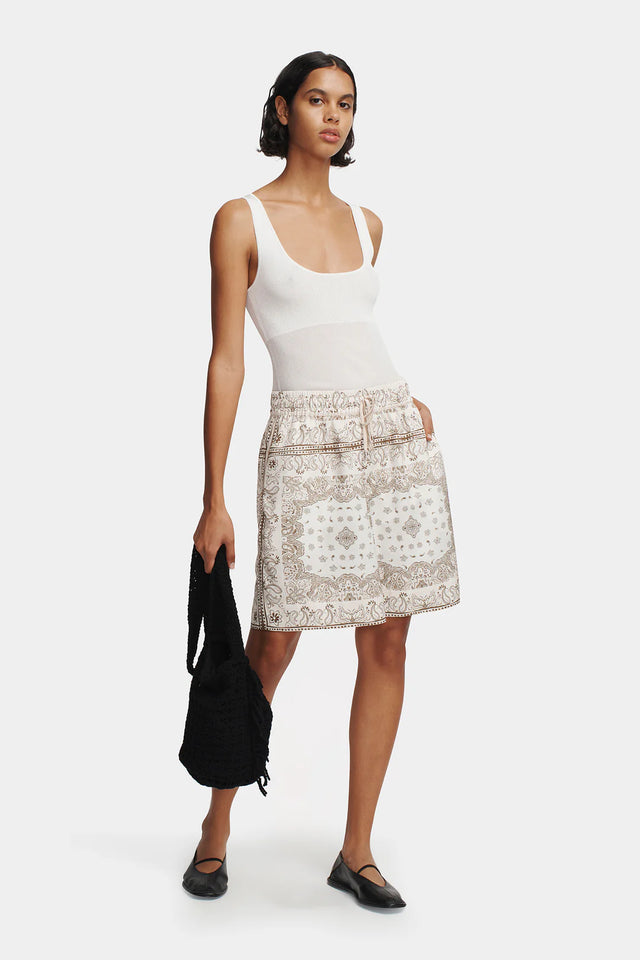 HANSEN & GRETEL - Laurel Relaxed Short - Beige Bandana-Shorts-Hansen and Gretel-XS-UPTOWN LOCAL