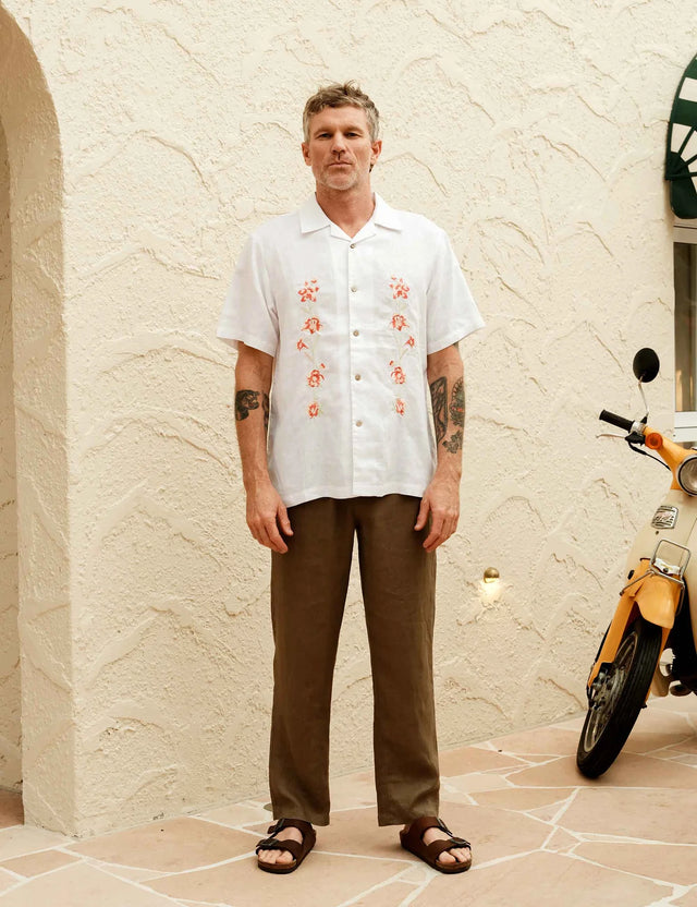 MR SIMPLE - Cuban S/S Shirt - Garden State White Flowers-Shirts-Mr. Simple-S-UPTOWN LOCAL