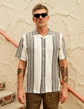 MR SIMPLE - Cuban S/S Shirt - Sun Lounge White Navy Stripe-Shirts-Mr. Simple-S-UPTOWN LOCAL