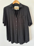 BLANCA - LINEN / RAYON PINSTRIPE SHIRT - BLACK - S/M-Shirts-UPTOWN VINTAGE-UPTOWN LOCAL