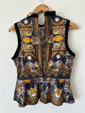 MAURIE & EVE - TIGER PINT PEPLUM TOP - BLACK / GOLD - 10-Shirts-UPTOWN VINTAGE-UPTOWN LOCAL