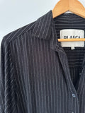 BLANCA - LINEN / RAYON PINSTRIPE SHIRT - BLACK - S/M-Shirts-UPTOWN VINTAGE-UPTOWN LOCAL