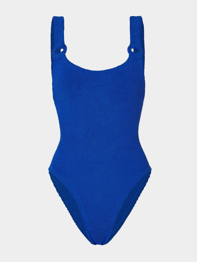 HUNZA G - Domino Swim Crinkle with Tonal Hoops - Royal Blue-Swimwear-Hunza G-UPTOWN LOCAL