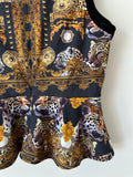 MAURIE & EVE - TIGER PINT PEPLUM TOP - BLACK / GOLD - 10-Shirts-UPTOWN VINTAGE-UPTOWN LOCAL