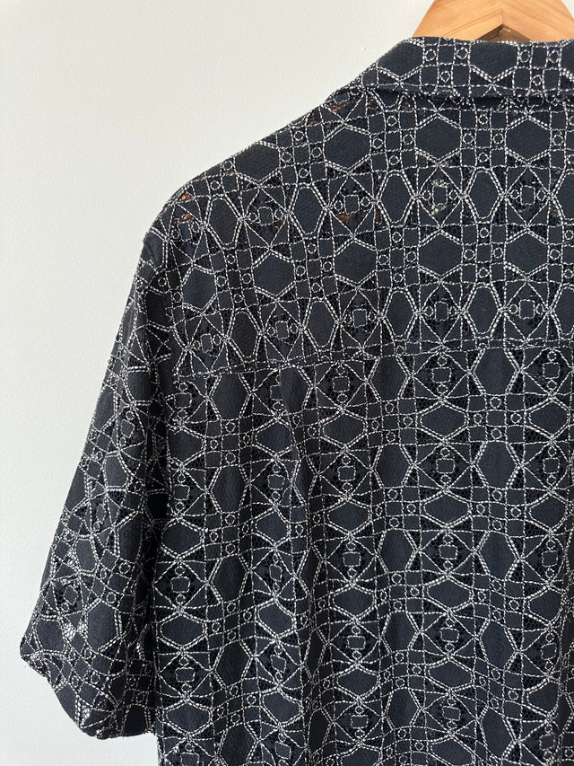 BLANCA - DETAIL PATTERN SHIRT - DK NAVY - XS/S-Shirts-UPTOWN VINTAGE-UPTOWN LOCAL