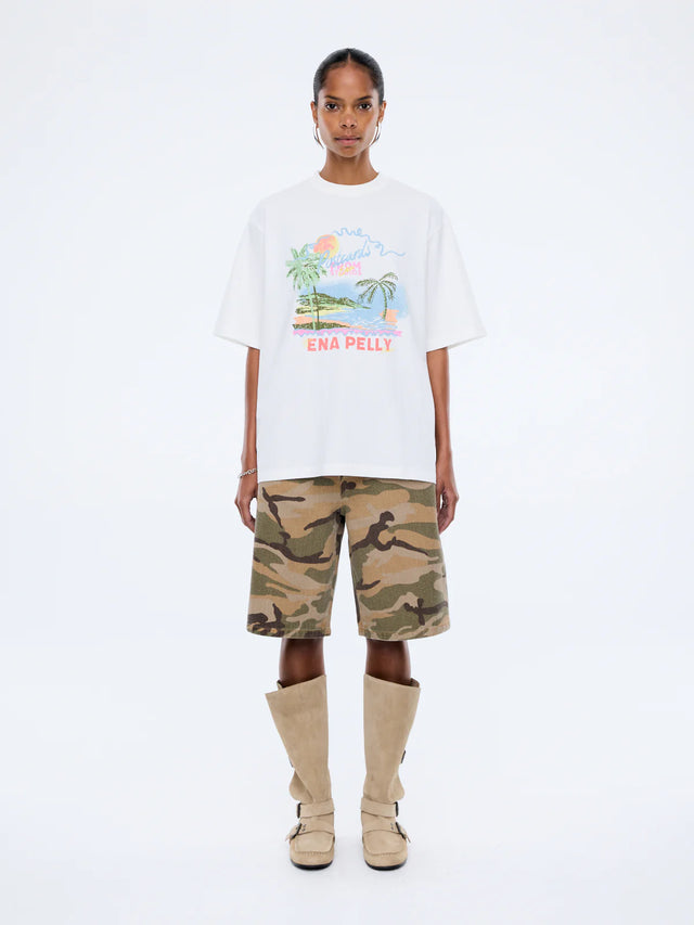 ENA PELLY - Riviera Watercolour Tee - Vintage White-T-Shirts-ENA PELLY-6/XS-UPTOWN LOCAL
