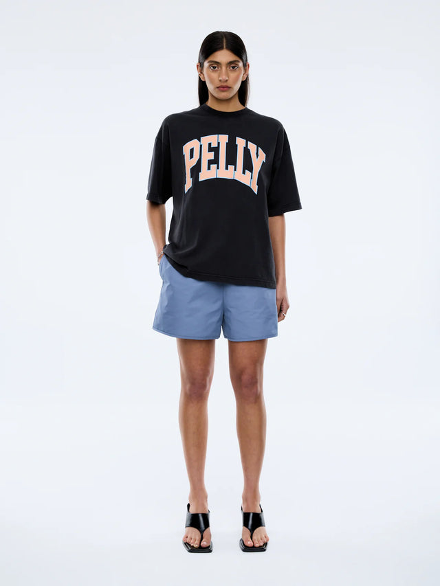 ENA PELLY - Peach Pelly Collegiate Tee - Vintage Black-T-Shirts-ENA PELLY-6/XS-UPTOWN LOCAL