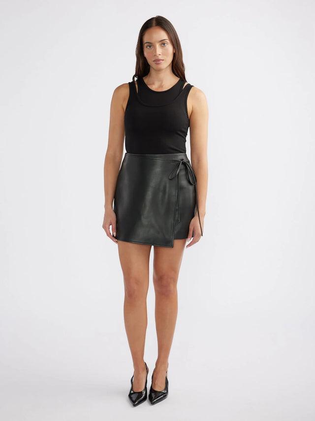 ENA PELLY - Melissa Leather Skirt Black-Shorts-ENA PELLY-6-UPTOWN LOCAL