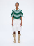 ENA PELLY - Violet Short Sleeve Polo - Sage Stripe-T-Shirts-ENA PELLY-6/XS-UPTOWN LOCAL