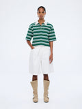 ENA PELLY - Violet Short Sleeve Polo - Sage Stripe-T-Shirts-ENA PELLY-6/XS-UPTOWN LOCAL