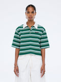 ENA PELLY - Violet Short Sleeve Polo - Sage Stripe-T-Shirts-ENA PELLY-6/XS-UPTOWN LOCAL
