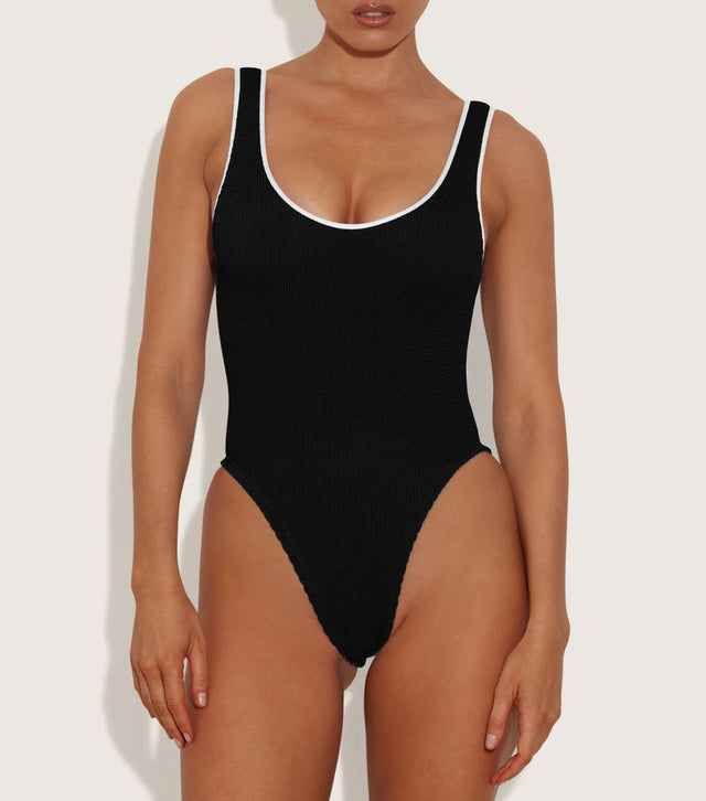 HUNZA G - Faye Contrast Swim Black/White-Swimwear-Hunza G-UPTOWN LOCAL