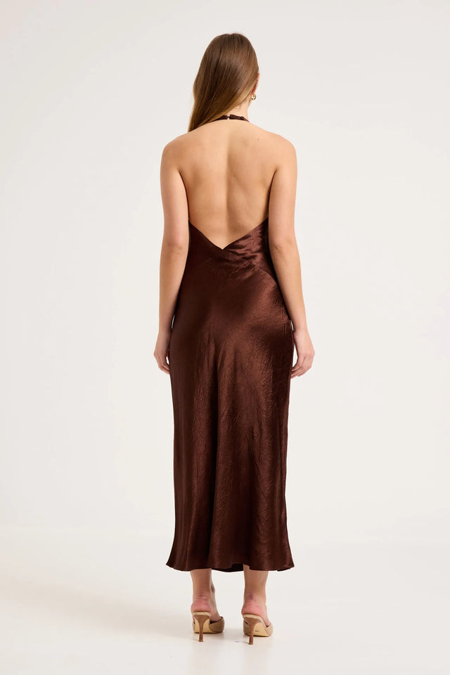 ROLLAS - Muse Halter Dress - Espresso