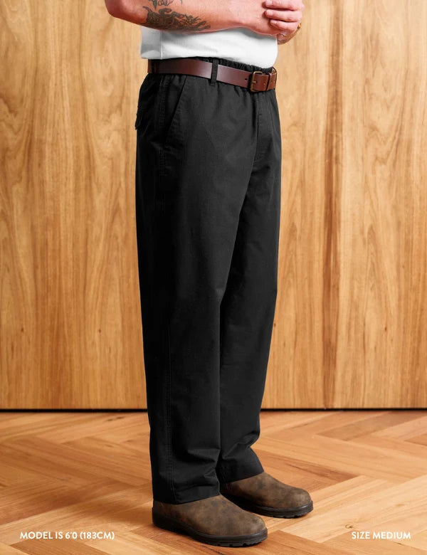 MR. SIMPLE - Chad Elastic Waist Relaxed Pant - Black-Pants-Mr. Simple-S-UPTOWN LOCAL