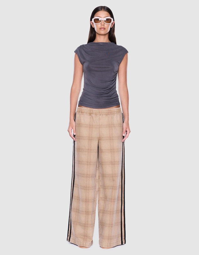 ENA PELLY - Myla Wide Leg Pant - Beige Check-Pants-ENA PELLY-6-UPTOWN LOCAL