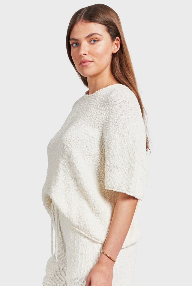 ACADEMY BRAND - Daisy Boucle Knit Tee - Off White-Tops-Academy Brand-XS-UPTOWN LOCAL