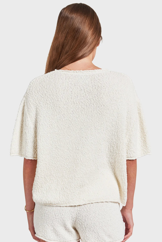 ACADEMY BRAND - Daisy Boucle Knit Tee - Off White-Tops-Academy Brand-XS-UPTOWN LOCAL