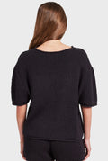 ACADEMY BRAND - Daisy Boucle Knit Tee - Black-Tops-Academy Brand-XS-UPTOWN LOCAL