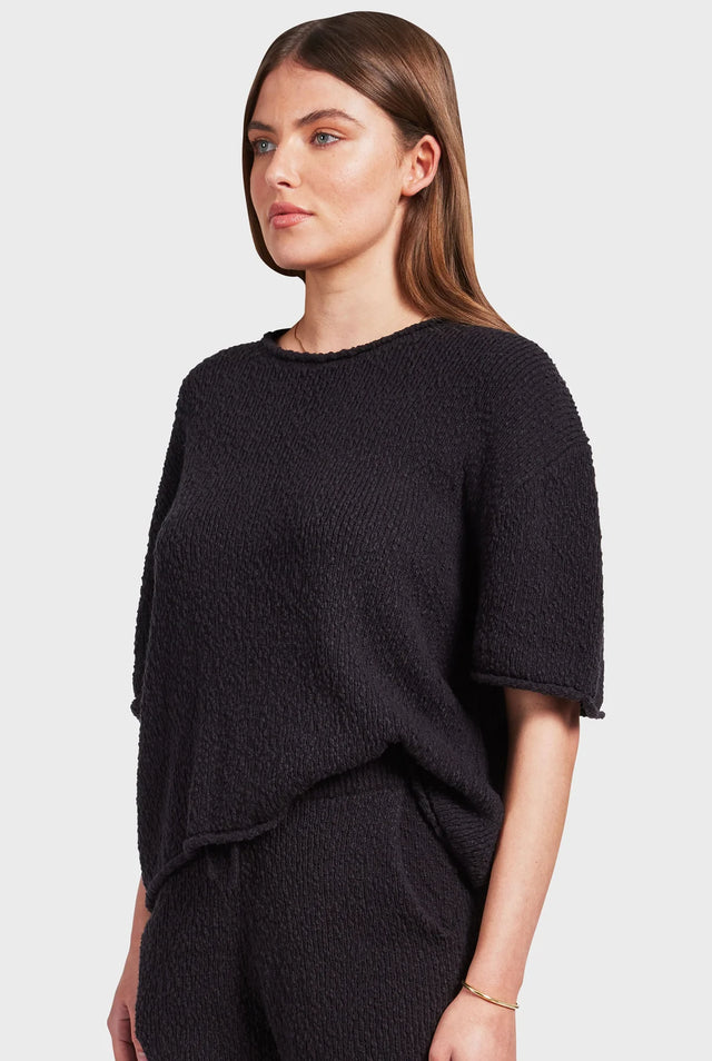 ACADEMY BRAND - Daisy Boucle Knit Tee - Black-Tops-Academy Brand-XS-UPTOWN LOCAL