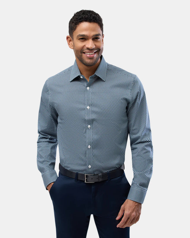 BROOKSFIELD - Stretch Performance Reg Fit Shirt - Black-Shirts-Brooksfield-39-UPTOWN LOCAL