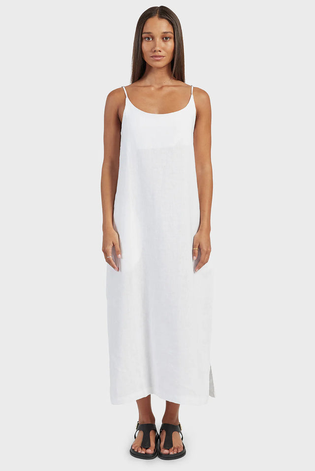 ACADEMY BRAND - Essential Linen Slip Dress - White-Dresses-Academy Brand Womens-XS-UPTOWN LOCAL