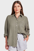 ACADEMY BRAND - Womens Hampton Linen Shirt - Smoke Pine-Shirts-Academy Brand-XS-UPTOWN LOCAL