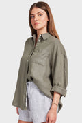 ACADEMY BRAND - Womens Hampton Linen Shirt - Smoke Pine-Shirts-Academy Brand-XS-UPTOWN LOCAL