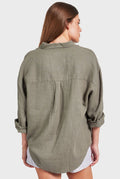 ACADEMY BRAND - Womens Hampton Linen Shirt - Smoke Pine-Shirts-Academy Brand-XS-UPTOWN LOCAL