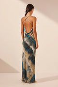 SHONA JOY - Jardin Double Cowl Bias Maxi Dress - Aqua/Multi-Dresses-Shona Joy-6-UPTOWN LOCAL