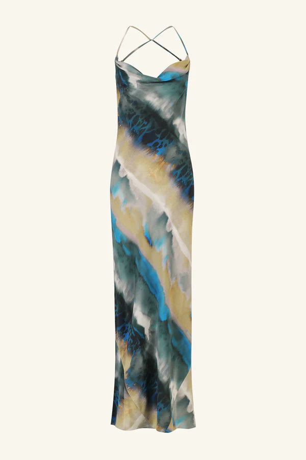 SHONA JOY - Jardin Double Cowl Bias Maxi Dress - Aqua/Multi-Dresses-Shona Joy-6-UPTOWN LOCAL